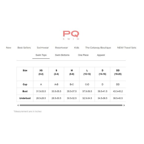 PQ Swim Haven Luna Wave Two Piece Bikini Set Small Full Bottoms D Bandeau Top - Picture 8 of 8